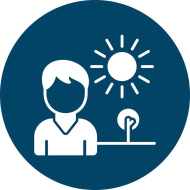 İnsan ve güneş. Basit resimleme