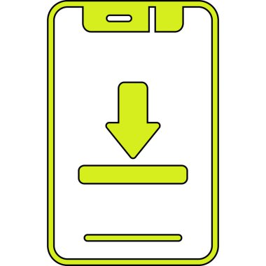 Akıllı telefon, ok aşağıda. vektör simgesi