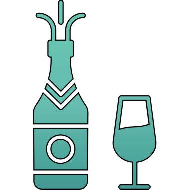 Şampanya şişesi ve bardak