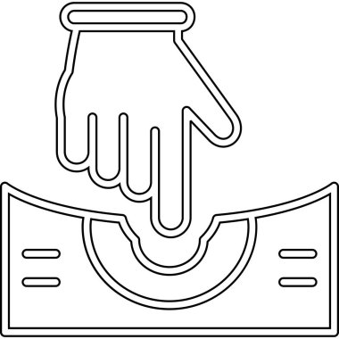 El ele tutuşan para çantası simgesi