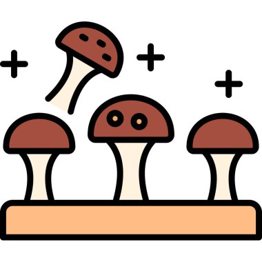 Mantar simgesi renk ana hatları vektörü