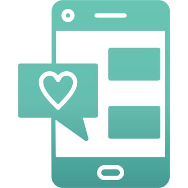 Sohbet kalp mesajı, illüstrasyon, beyaz arkaplan.