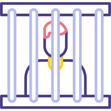 Hapishane parmaklıkları simgesi renk ana hatları vektörü