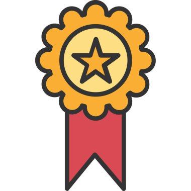 Moda düz biçimli Madalya Simgesi beyaz arkaplanda izole.