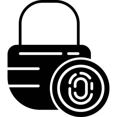 Güvenliği temsil eden kilit ve parmak izi simgesi