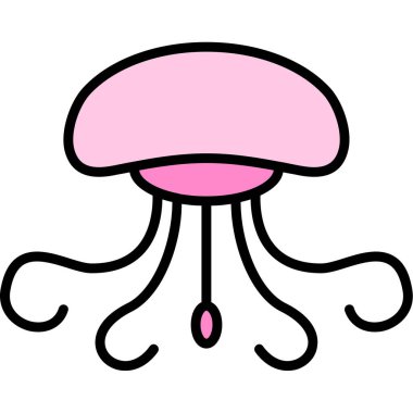 Pembe denizanası ikonu. dış hat denizanası deniz vektör simgesi rengi düz izole