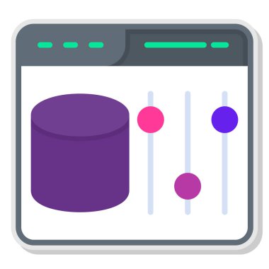 veritabanı simgesi. Web tasarımı için veritabanı vektör simgesinin basit çizimi