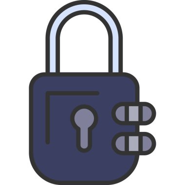 Güvenli asma kilit, illüstrasyon, beyaz arkaplan üzerindeki vektör.