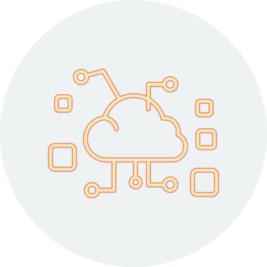 Bulut hesaplama ince çizgi simgesi, teknoloji ve ağ konsepti, bulut hesaplama işareti, vektör grafikleri