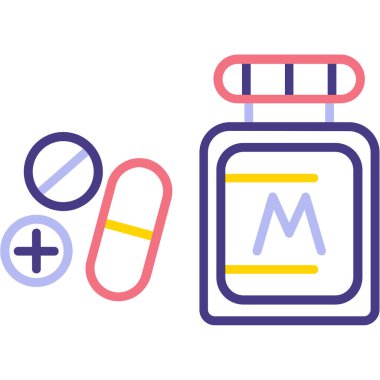 Uyuşturucu hapları ikonu ana hatlarıyla doldurulmuş