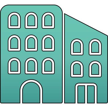 Şehir simgesini inşa etmek. Web için şehir vektör simgelerinin özet çizimi