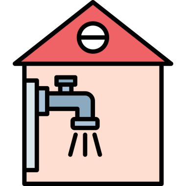 Su musluğu simgesi renk çizgisi vektörü. Ev enerjisi. su enerjisi