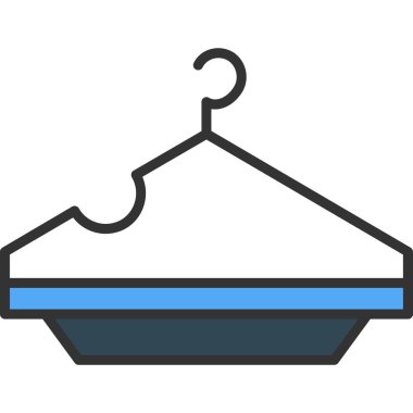 Mavi çizgili elbise askısı.