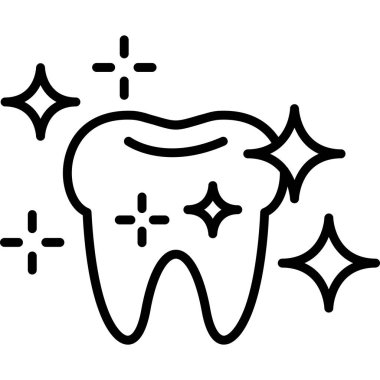 Yıldız çizgisi simgesi olan diş, diş çizgisi vektör çizimi konsepti, doğrusal işaret