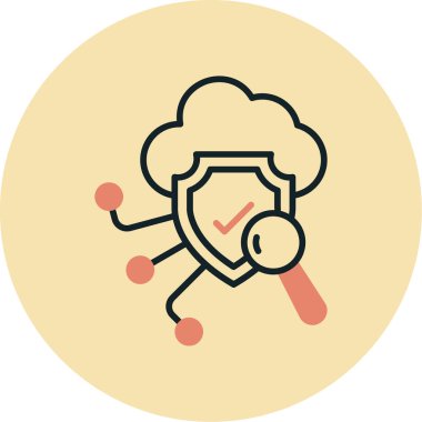 Güneş ve bulutlu güvenlik kalkanının vektör simgesi