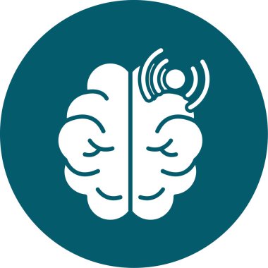 Beyin ve teknoloji simgesinin vektör illüstrasyonu