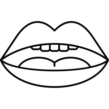 dudak simgesi olan ağız, dış hat tarzı