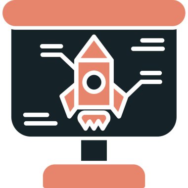 Roket. Web simgesi basit illüstrasyon