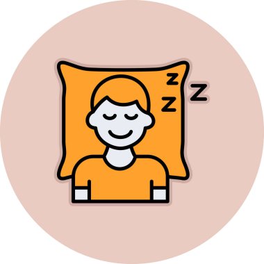 Adam yatakta uyuyor. Basit simge