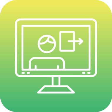 Bir ekran çizgisi simgesi, vektör, izole edilmiş bilgisayar monitörü