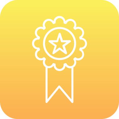 ödül madalyası simgesi, düz renk tasarım vektör illüstrasyonu