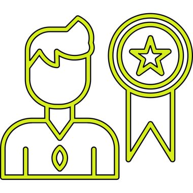 Yıldız ödüllü ikon ana hatları vektörü. Kazanan ödül. Madalya yıldızı