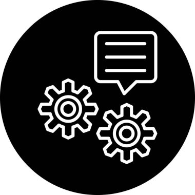 Dişliler ve konuşma balonu ikonu tasarımı