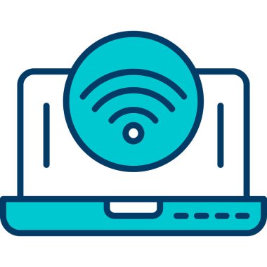 kulaklık ve kablosuz internet sinyalli laptop.