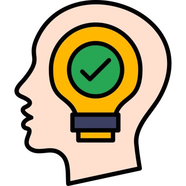 beyin fikri ampul simgesi renk ana hatları vektörü