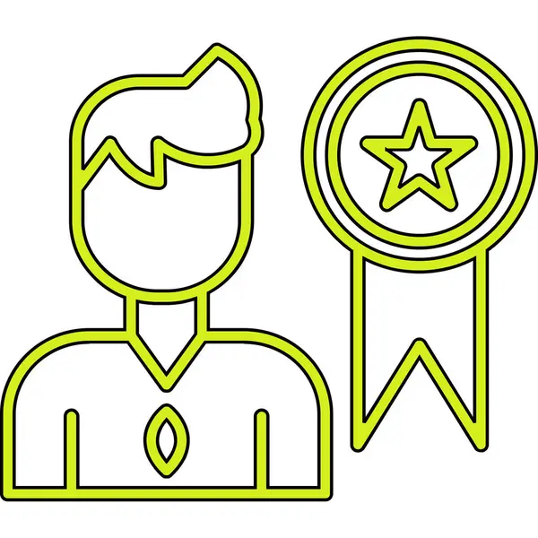 Yıldız ödüllü ikon ana hatları vektörü. Kazanan ödül. Madalya yıldızı