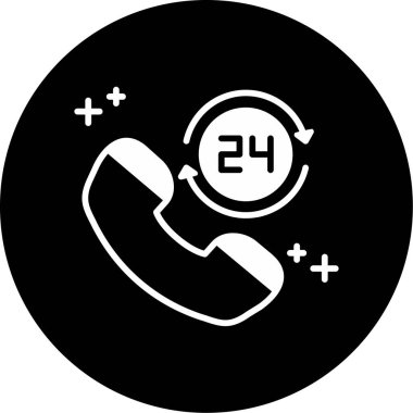 24 saat müşteri hizmetleri sembolü. Basit resimleme