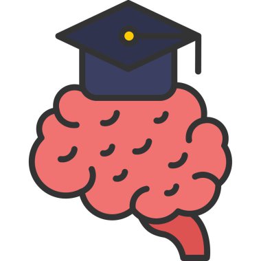 Beyin öğrenme simgesi - ana hatlar biçiminde