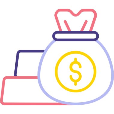 Dolar torba ikonu vektör illüstrasyonu