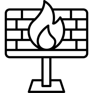Güvenlik duvarı. Web simgesi basit illüstrasyon
