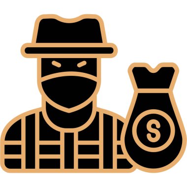 Çantası ve para vektörü çizimi olan hırsız