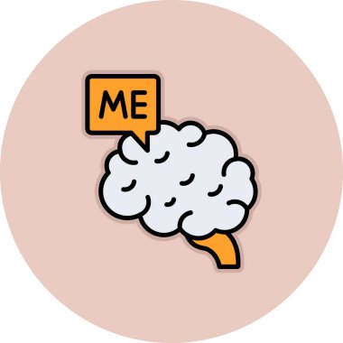 beyin doodle simgesi, vektör illüstrasyon