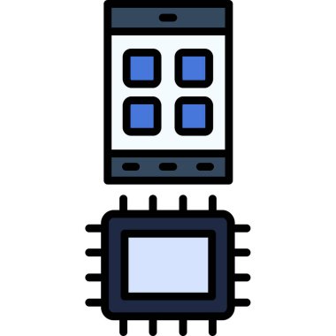 elektronik çip renk vektör illüstrasyonu