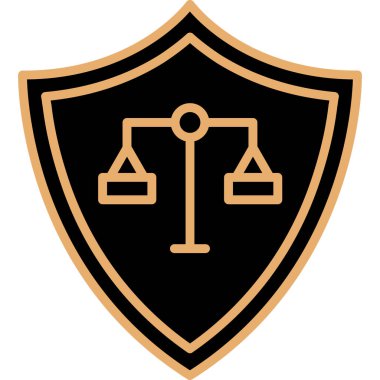 Adaletin siyah beyaz kalkanının vektör çizimi