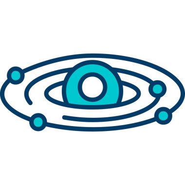 Gezegen Evren 'in yıldız çizgisi ikon tasarımına sahip gezegen galaksi bilim teknolojisi bilim ve evren temalı vektör çizimi