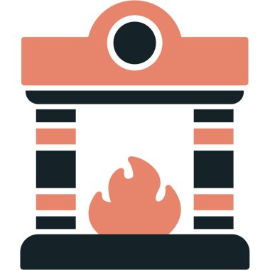 Beyaz arkaplan vektör illüstrasyonunda izole edilmiş düz stil şömine simgesi