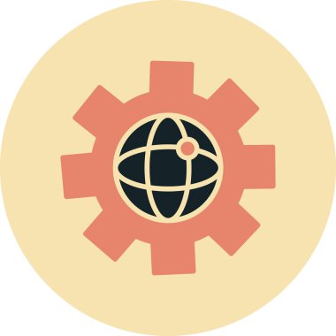 Küreselleşme web simgesi, vektör illüstrasyonu