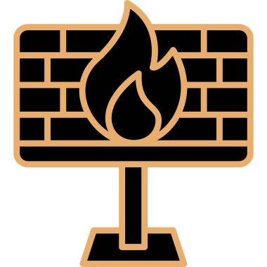 şömine simgesi vektör illüstrasyonu