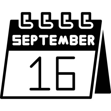 Eylül 25 glyph vektör simgesi tasarımı