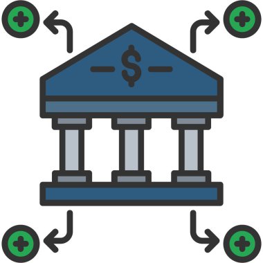 Banka binası simgesi, vektör illüstrasyonu