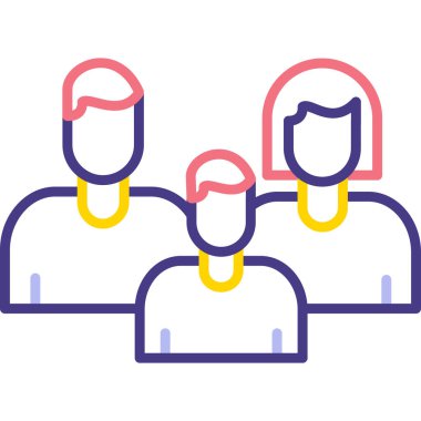 bir grup insan ikonu. Web için insan grup vektör simgelerinin özet çizimi