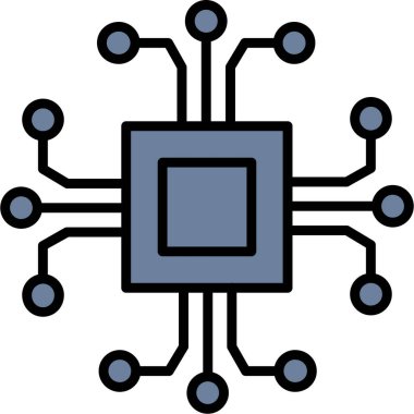 çip işlemci simgesi - taslak biçimi