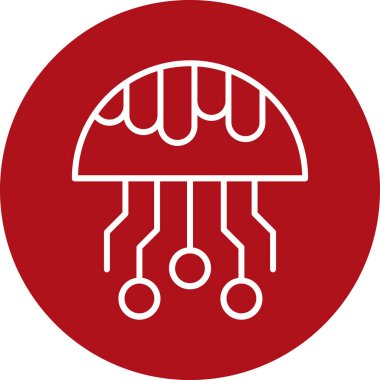 Devre kartı vektör simgesi. biçim düz yuvarlak sembol, kırmızı renk, yuvarlak açılar, beyaz arkaplan