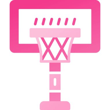 Top ikonlu basketbol sepeti. İnternet için pembe vektör simgeleriyle basketbolun basit bir illüstrasyonu