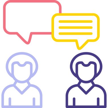 İnsanların vektör illüstrasyonu ve konuşma balonu simgesi