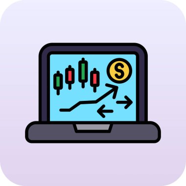 pazar çizelgesi renk vektörü simgesi